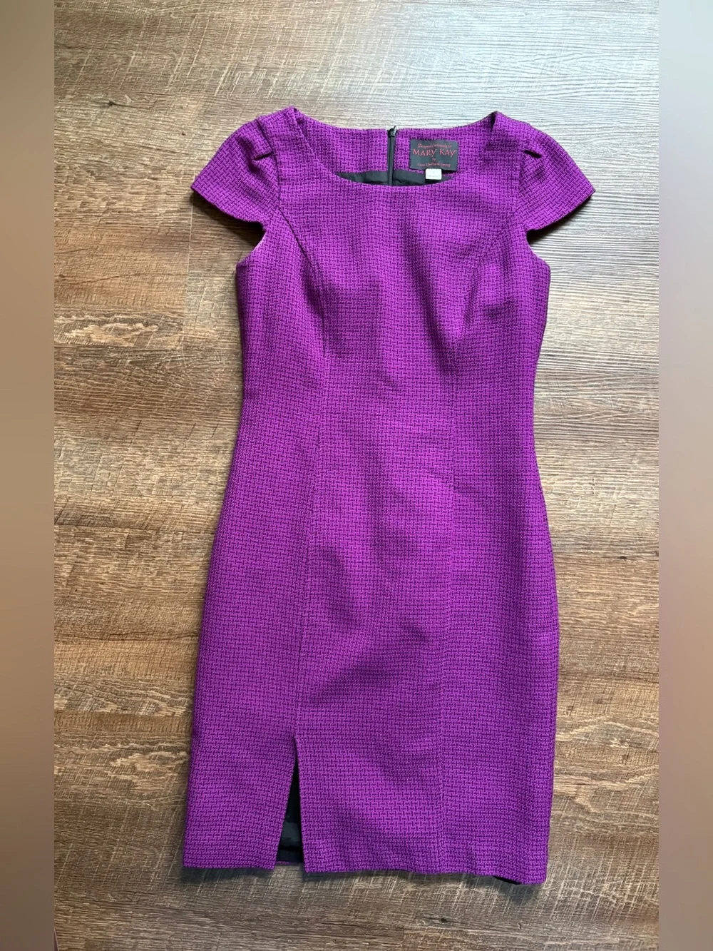 MARY KAY purple textured sheath dress consultant professional vintage-look sz 4P